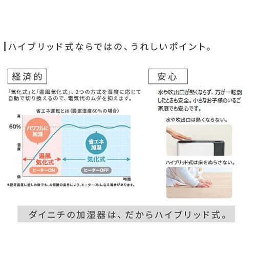 【長期保証付】ダイニチ HD-PN245-W(ホワイト) ハイブリッド式加湿器 木造40畳/プレハブ67畳の画像