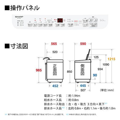 長期保証付】シャープ(SHARP) ES-TX6J-W(ホワイト系) 洗濯乾燥機 洗濯