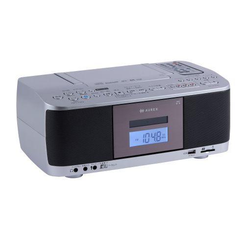Aurex CD・カセットレコーダー　 シルバー 長期保証付】Aurex(オーレックス) AX-KCR70S シルバー SD・USB・CD