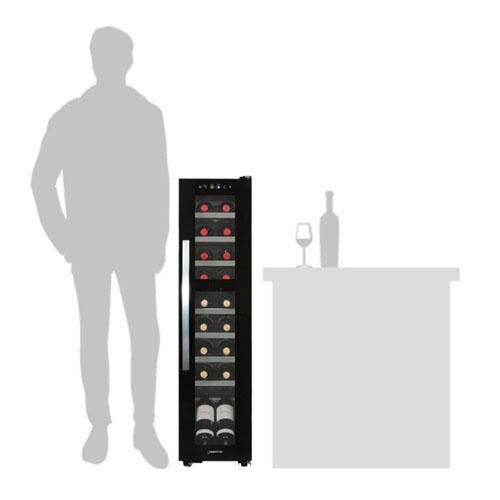 【長期保証付】デバイスタイル(deviceSTYLE) DCG-C18S-K ブラック ワインセラー 上下室完全独立制御 2温度帯 コンプレッサー式 18本収納 幅290mmの画像