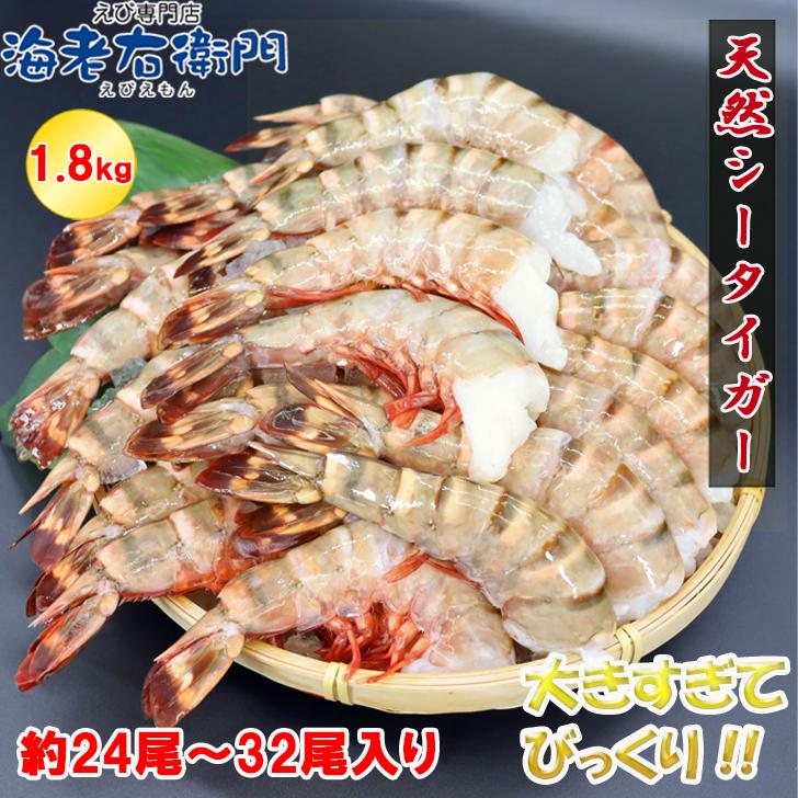 海老天ぷら 超超特大6/8サイズ 約24尾〜32尾入り 天然シータイガー 無頭えび 1.8kg バーベキュー 無頭 えび 冷凍エビ 天然海老  天ぷら エビフライ 業務用｜ebiemon｜02