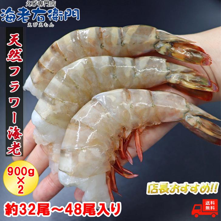 天然！フラワー海老 8/12 超特大サイズ 32尾から48尾入り 900gX2 1.8kg  冷凍エビ 冷凍えび 天然海老 天然エビ アシアカ無頭海老 業務用 |  | 02