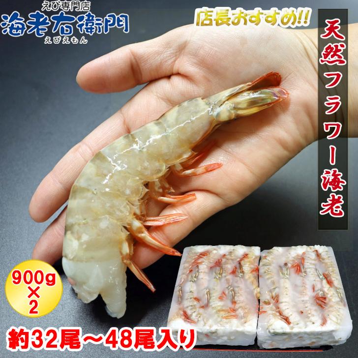 天然！フラワー海老 8/12 超特大サイズ 32尾から48尾入り 900gX2 1.8kg  冷凍エビ 冷凍えび 天然海老 天然エビ アシアカ無頭海老 業務用 |  | 04