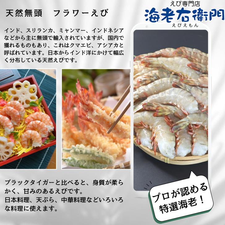 天然！フラワー海老 26/30 中サイズ 104尾から120尾入り 900gX2 1.8kg  冷凍エビ 冷凍えび 天然海老 天然エビ アシアカ無頭海老 業務用 |  | 06