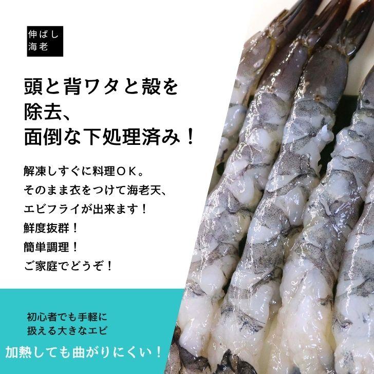 活原料を使った伸ばし海老 20尾入り 380g 約16〜17cmの大型！特大 下処理不要 天ぷら むきえび 殻剥き不要 ぷりっぷり 業務用 |  | 02