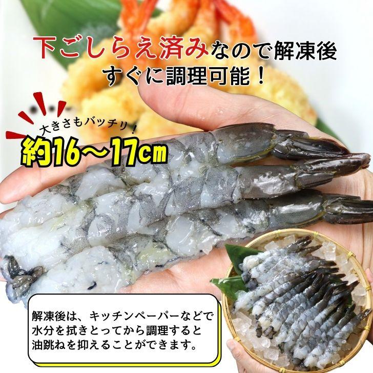活原料を使った伸ばし海老 20尾入り 380g 約16〜17cmの大型！特大 下処理不要 天ぷら むきえび 殻剥き不要 ぷりっぷり 業務用 |  | 01