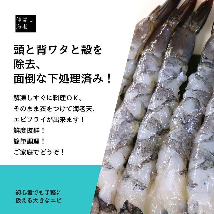 活原料を使った伸ばし海老 20尾入り 380g 約16〜17cmの大型！特大 下処理不要 天ぷら むきえび 殻剥き不要 ぷりっぷり 業務用 |  | 05