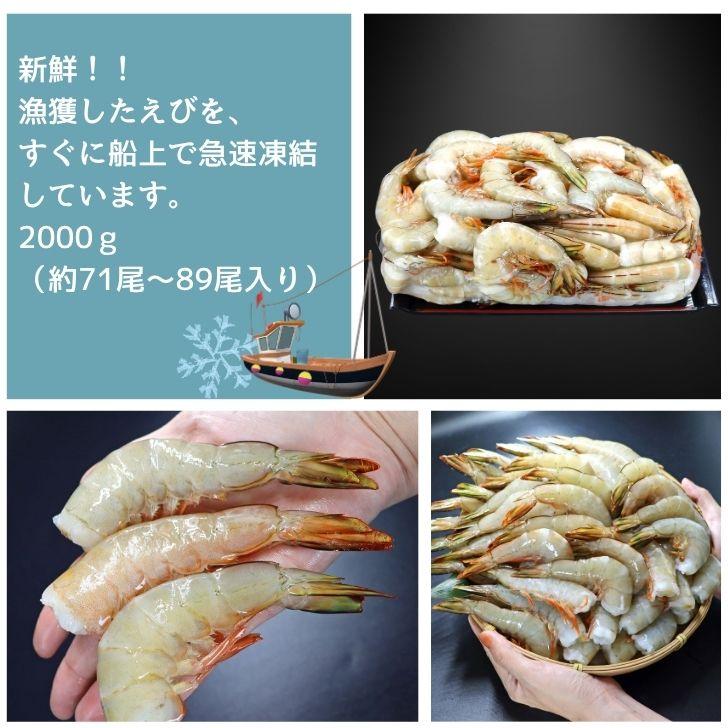 【船凍】パプアニューギニア産 天然バナナ海老 16/20サイズ 約2kg（71〜89尾）特大えび 天ぷら エビフライ 甘み濃厚 冷凍えび 海老 エビチリ バーベキュー業務用 |  | 09