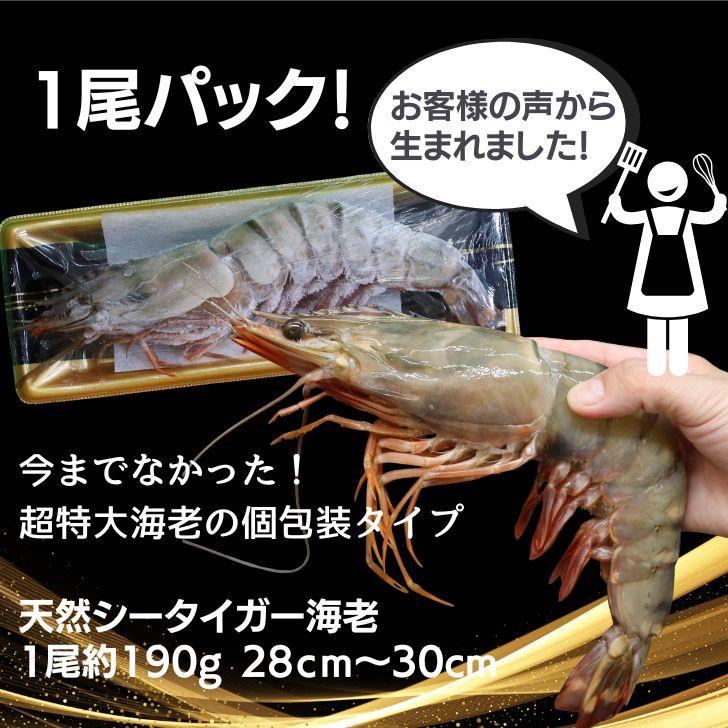天然シータイガー海老 有頭海老 1尾約190g 超特大 冷凍えび 海老 冷凍 えび エビ BBQ エビフライ 天ぷら 塩焼き 個包装 新登場 |  | 01