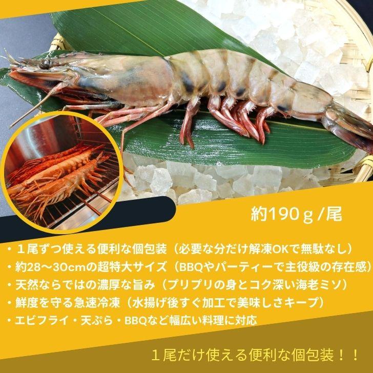 天然シータイガー海老 有頭海老 1尾約190g 超特大 冷凍えび 海老 冷凍 えび エビ BBQ エビフライ 天ぷら 塩焼き 個包装 新登場 |  | 06