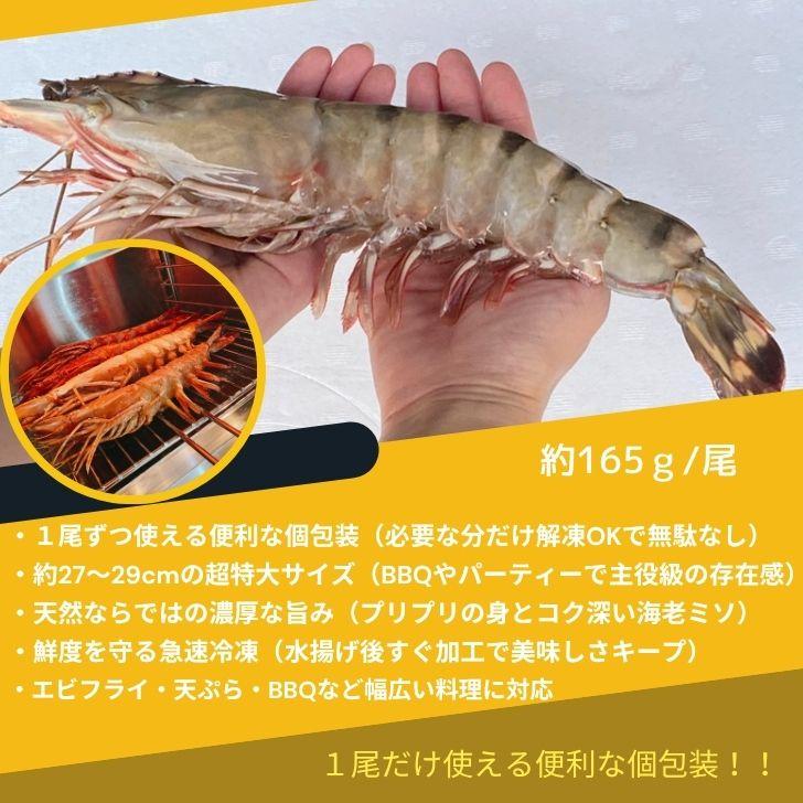 天然シータイガー海老 有頭海老 1尾約165g 超特大 冷凍えび 海老 冷凍 えび エビ BBQ エビフライ 天ぷら 塩焼き 個包装 新登場 |  | 06