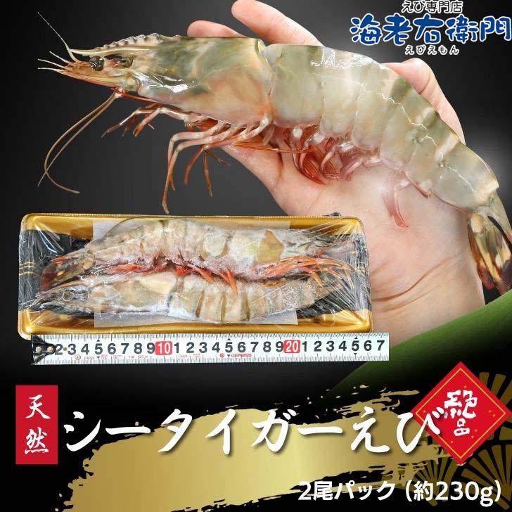 天然シータイガー海老 有頭海老 2尾入 1尾約115g 超特大 冷凍えび 個包装 BBQ エビフライ 天ぷら 塩焼き 新登場 | 