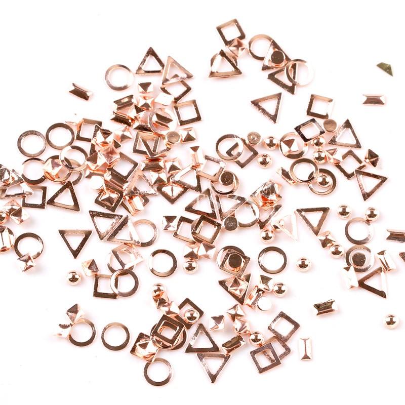 ネイル スタッズ ローズゴールド MIX [ メタルスタッズ ラウンド 丸カン スクエア 三角 ピンクゴールド ネイルアート ネイルパーツ ] |  | 02