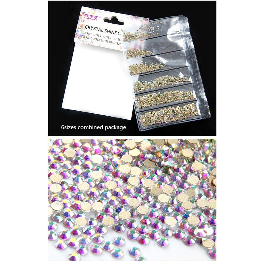 高品質ガラスラインストーン 約1440粒 6サイズセット クリスタル クリスタルAB [ ネイル ネイルアート ネイルパーツ デコパーツ ガラスストーン ストーン ] |  | 03