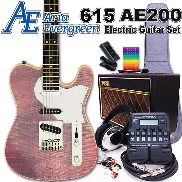 AriaProII 615 AE200 LV アリア・エヴァーグリーン エレキギター初心者 18点セット VOXアンプとZOOM G1Four付属｜ebisound