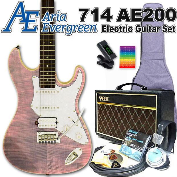 AriaProII 714 AE200 LV アリア・エヴァーグリーン エレキギター 初心者 15点 入門セット VOXアンプ付き