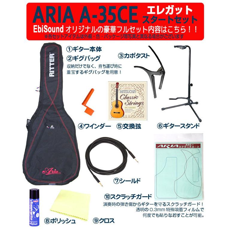 ARIA（アリア） エレガット A-35CE 厳選10点セット クラシックギター