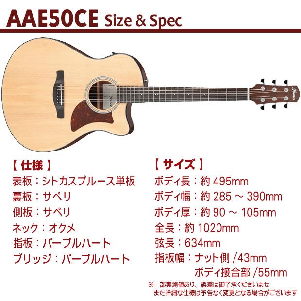Ibanez（アイバニーズ） AAM50CE OPN 初心者 入門 17点セット エレアコ