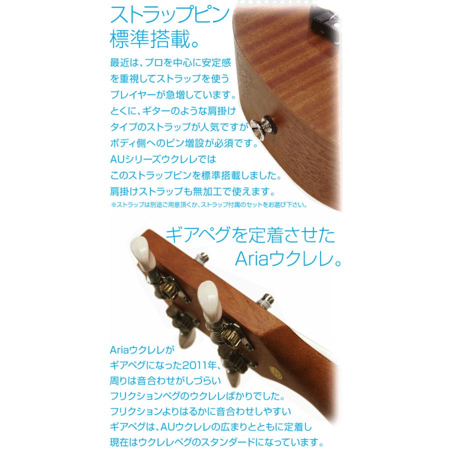 ARIA（アリア） ウクレレ AU-2 初心者セット 9点「弦高調整済