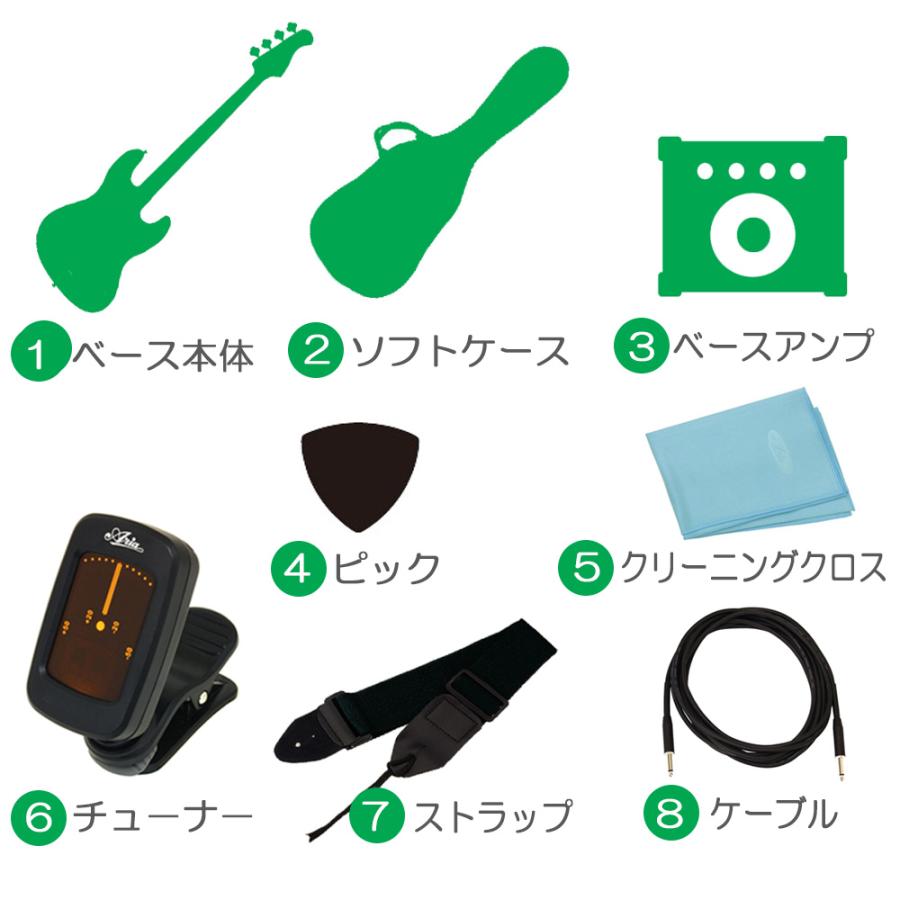 Bacchus BJB-1-RSM/M バッカス エレキベース 初心者セット 入門8点セット【ベース初心者】【B8】の画像