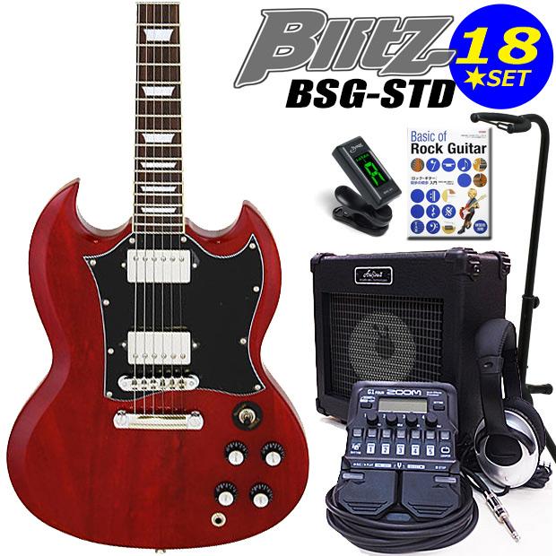 Aria Proll エレキギター初心者セット ZOOM G1Four付 BSG-STD/WR Blitz