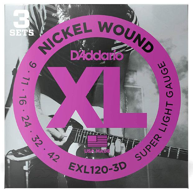 D'Addario ダダリオ エレキギター弦 EXL-120 3D EXL120〔3セットパック〕 【ネコポス(旧速達メール便)送料無料】｜ebisound