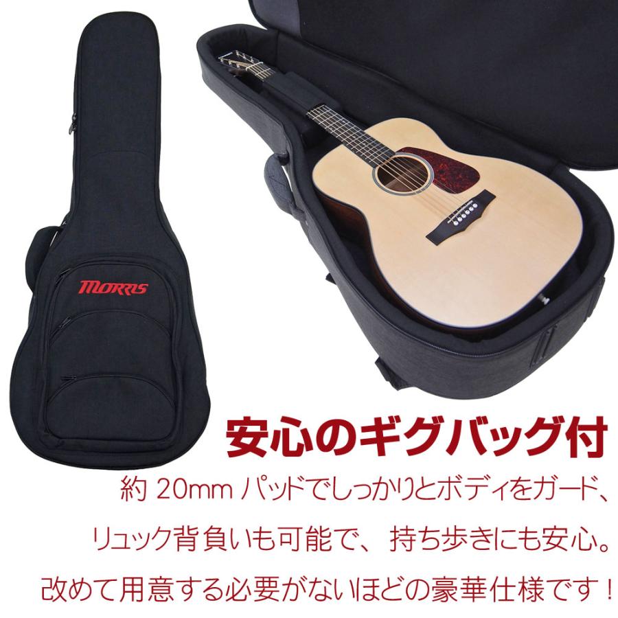 Morris F-1 BS ナチュラル モーリス アコースティックギター スプルース トップ アコギ ギグバッグ付 初心者 入門 | Morris | 06