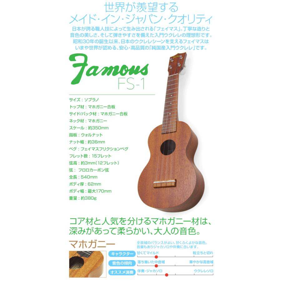 Famous フェイマス 国産ウクレレ FS-1 ソプラノ チューナー