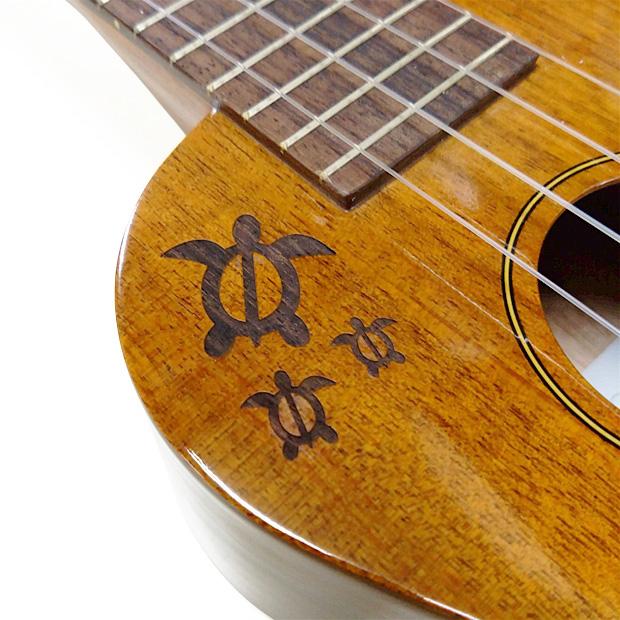Famous フェイマス FS-5G Honu(ホヌ刻印) 限定販売 ソプラノウクレレ チューナー・ソフトケース付き ハワイアンコア ホヌ(安心の日本製)(華やかな音色)(u)_6