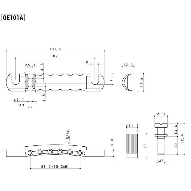 GOTOH GE101A G(ゴールド) アルミ製 テールピース【ネコポス(旧速達メール便)送料230円】(np)