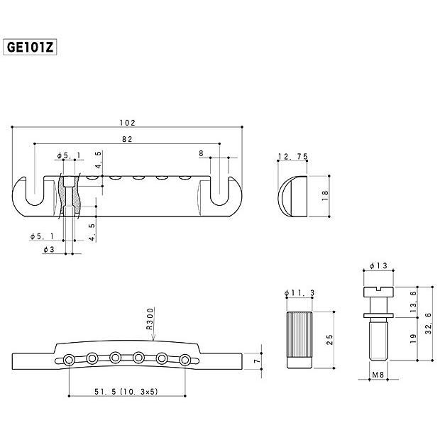 GOTOH ゴトー テールピース GE101Z B ブラック Zinc ダイキャスト製