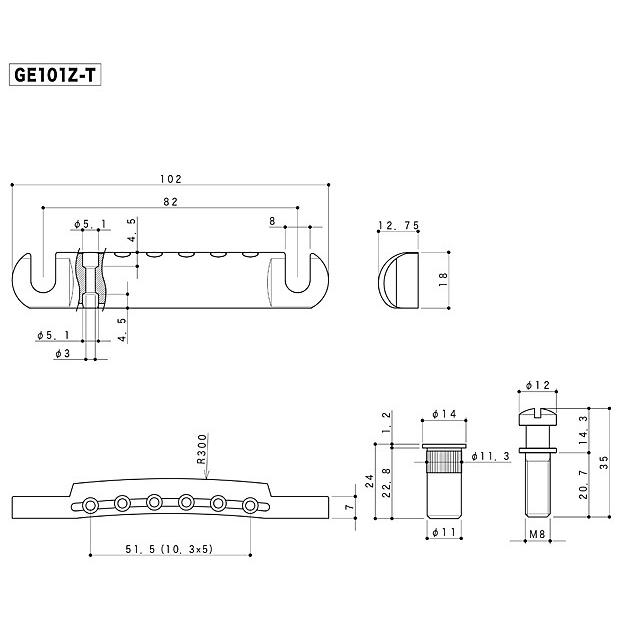 GOTOH GE101Z-T CK(コスモブラック) ゴトー テールピース Zinc ダイ