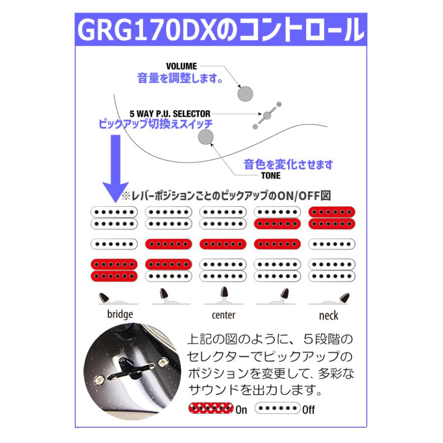 GIo Ibanez アイバニーズ GRG170DX BKN エレキギター 初心者セット マーシャルアンプ付15点セット　｜ebisound｜05