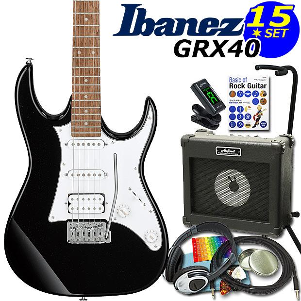 GIo Ibanez アイバニーズ GRX40 BKN エレキギター 初心者セット15点 