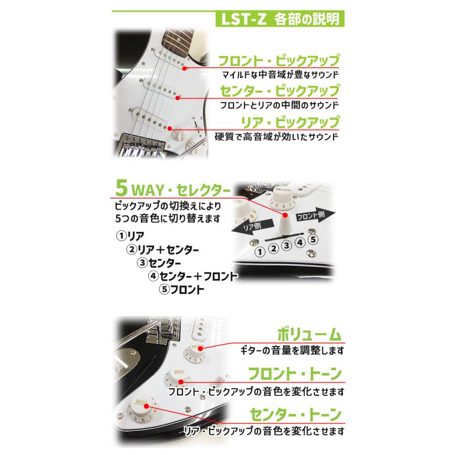 エレキギター 初心者セット(左利き) Legend LST-Z/LH 15点 NEWスーパーベーシック入門セット レジェンド ストラトキャスタータイプ【レフトハンド】の画像