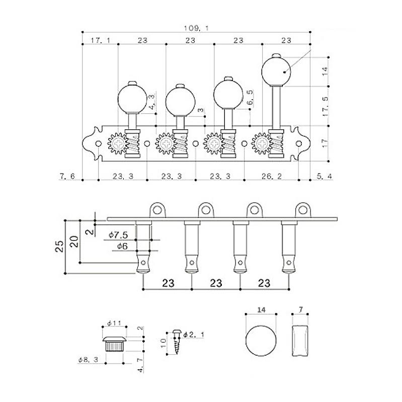 GOTOH ゴトー マンドリン ペグ MF40 G(ゴールド) Fタイプ用 : EbiSound