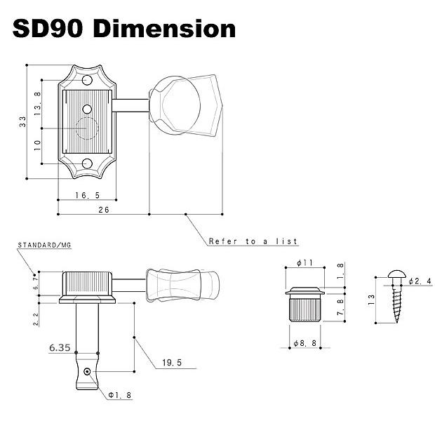 GOTOH ゴトー ギター ペグ SD90 05MA(白ボタン) N(ニッケル) 両側