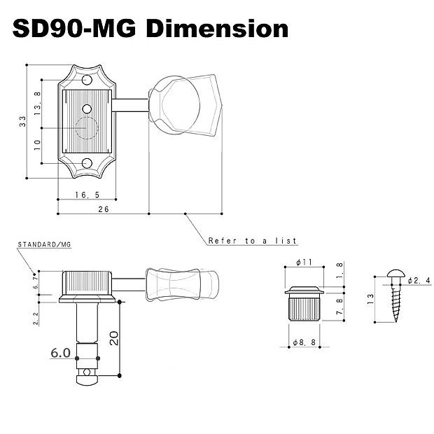 GOTOH ゴトー ギター ペグ SD90MG 05MA(白ボタン) N(ニッケル