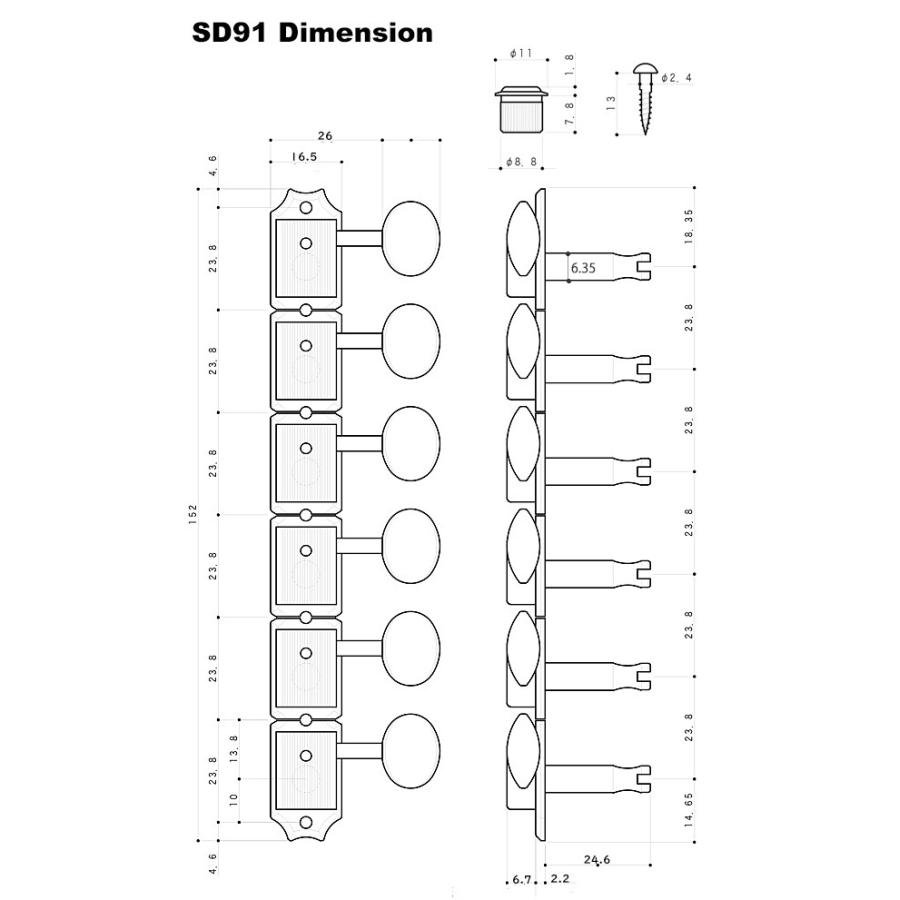 GOTOH SD91 P5W N(ニッケル) ゴトー ギター ペグ L6 片側タイプ 6個