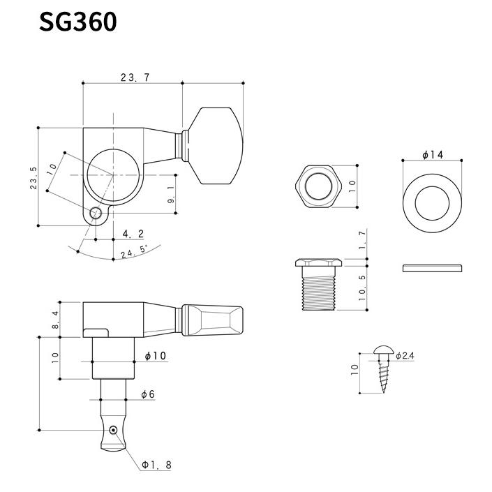 GOTOH ゴトー ギター ペグ SG360 P7 C(クローム) L3R3 両側 6個セット 【SG360-P7/C/L3R3 ...