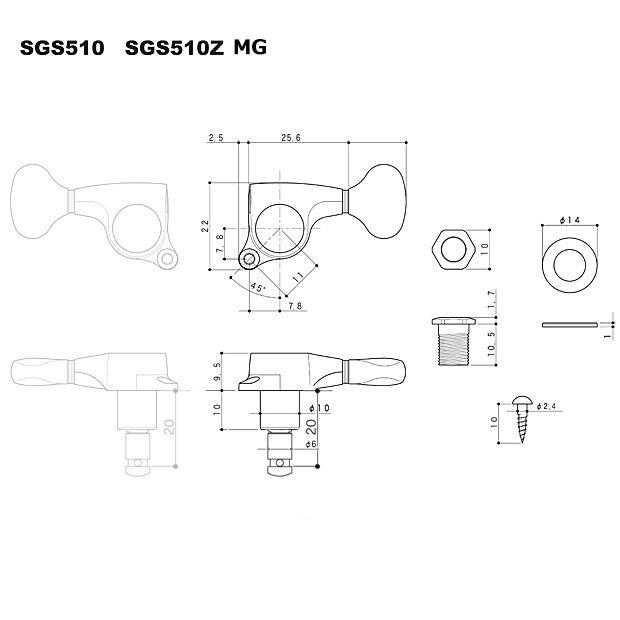 ゴトー ギター ペグ GOTOH SGS510Z MG S5 C L6 クローム 片側 6個