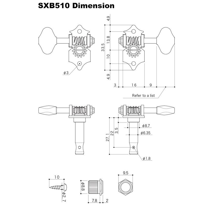 ゴトー ギター ペグ GOTOH SXB510 06M N(ニッケル) 両側タイプ 6個
