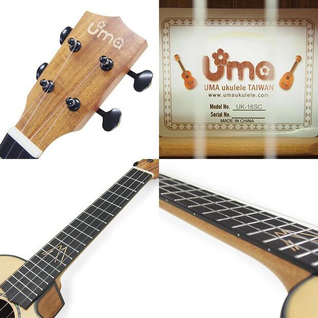 Uma Ukulele ウーマ ウクレレ UK-16SC コンサート カッタウェイ チューナー付属 トップスプルース単板 TR music 弦高調整済 (台湾ブランド)【ソロ向き】(u)｜ebisound｜08