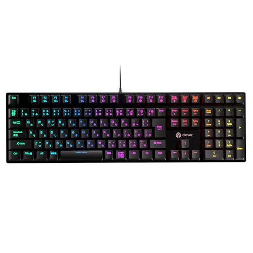 iClever ゲーミングキーボード 赤軸 メカニカル キーボード 日本語配列