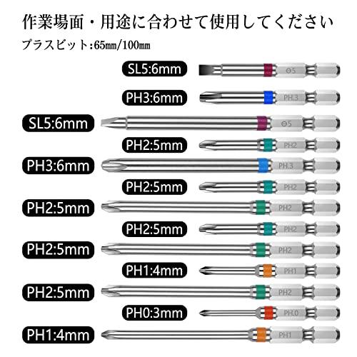 OIENNI プラスビット ドライバービットセット 7本組 65mm 片頭 6.35mm