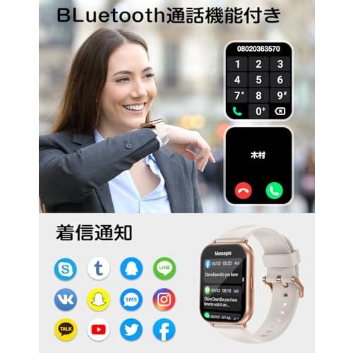 RUIMEN スマートウォッチ iPhone アンドロイド対応 通話機能付き Smart