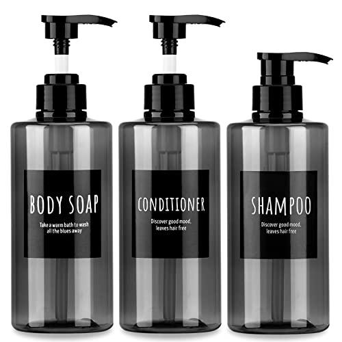 Segbeauty シャンプーボトル ディスペンサー 灰色 500ml 3本セット