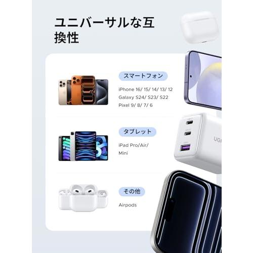 UGREEN 充電器 type-c 30W (2*USB-C+1*USB-A) PSE技術基準適合/PD3.0