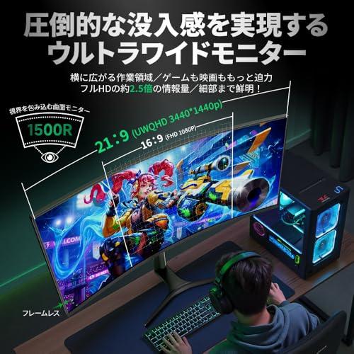 cocopar モニター 34インチ UWQHD USB Type-C 曲面 ウルトラワイド