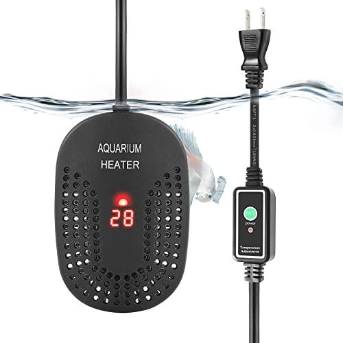 FEDOUR 25W/50W/100Wミニ水槽用ヒーター、デジタル温度表示と外部設定ボタン付きの可調節水槽ヒーター、金魚/メダカ/亀用ヒーター、 の商品画像